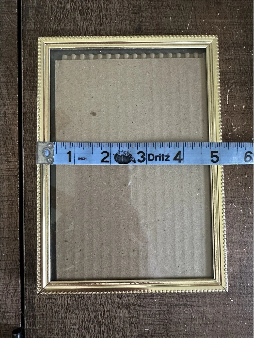 Vintage Gold Tone Metal Picture Frame 5x7 Beaded Edge Easel Back Tabletop